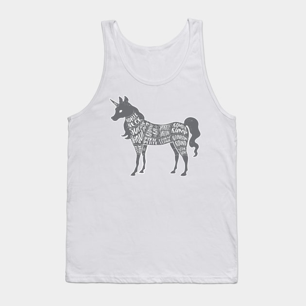 Unicorn - Fantasy Butcher Cuts of Meat - Gray Tank Top by AliceQuinn